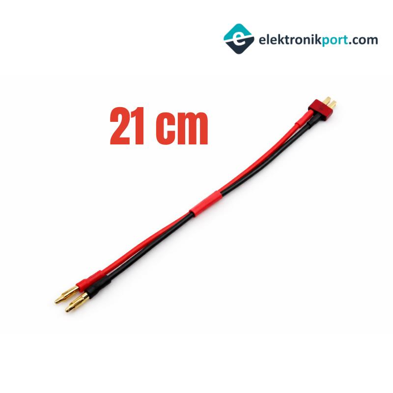 16AWG Banana – T Plug Erkek Dönüştürücü Kablo – 21 cm