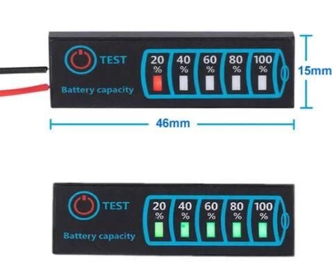 Pil Kapasite Göstergesi 5-30V JX-4615-A3 5 Kademeli 1-8S - Görsel 6